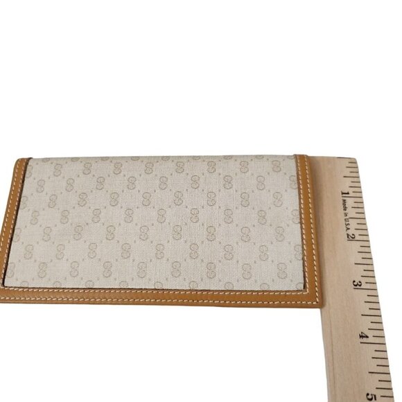 Gucci Wallet Bifold Long Envelope Checkbook Passport Beige Tan Vintage Authentic - Picture 11 of 12